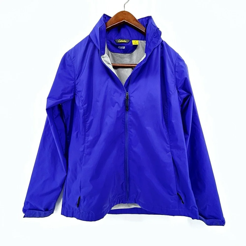 Cabela's 4Most Repel Womens Medium Rain Windbreaker‎ Jacket Hood Purple Gorpcore